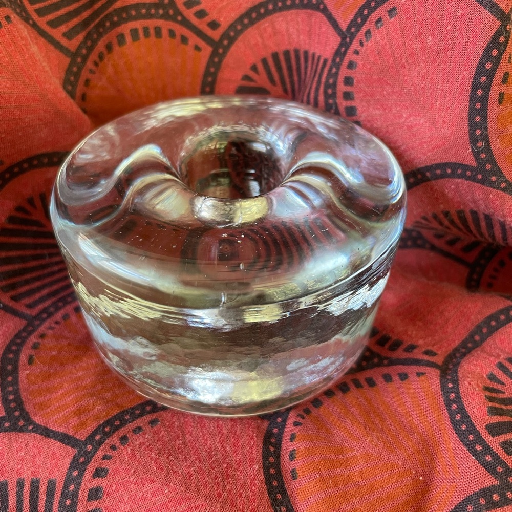 Blenko Glass single Hockey puck Candle holder Chunky